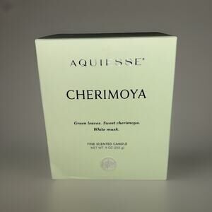 Aquiesse "Cherimoya" Fine Scented Candle 9oz Green Leaves White Musk NEW
